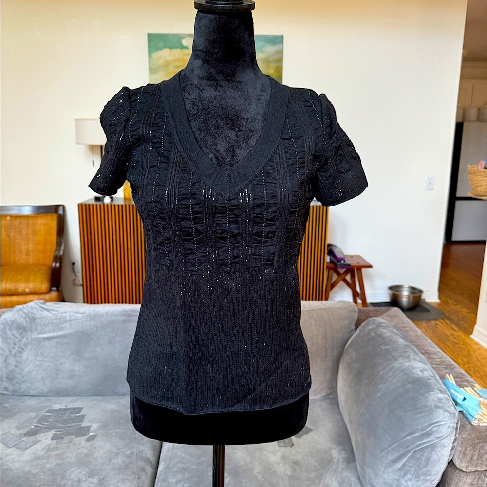 St John black sequin evening shirt